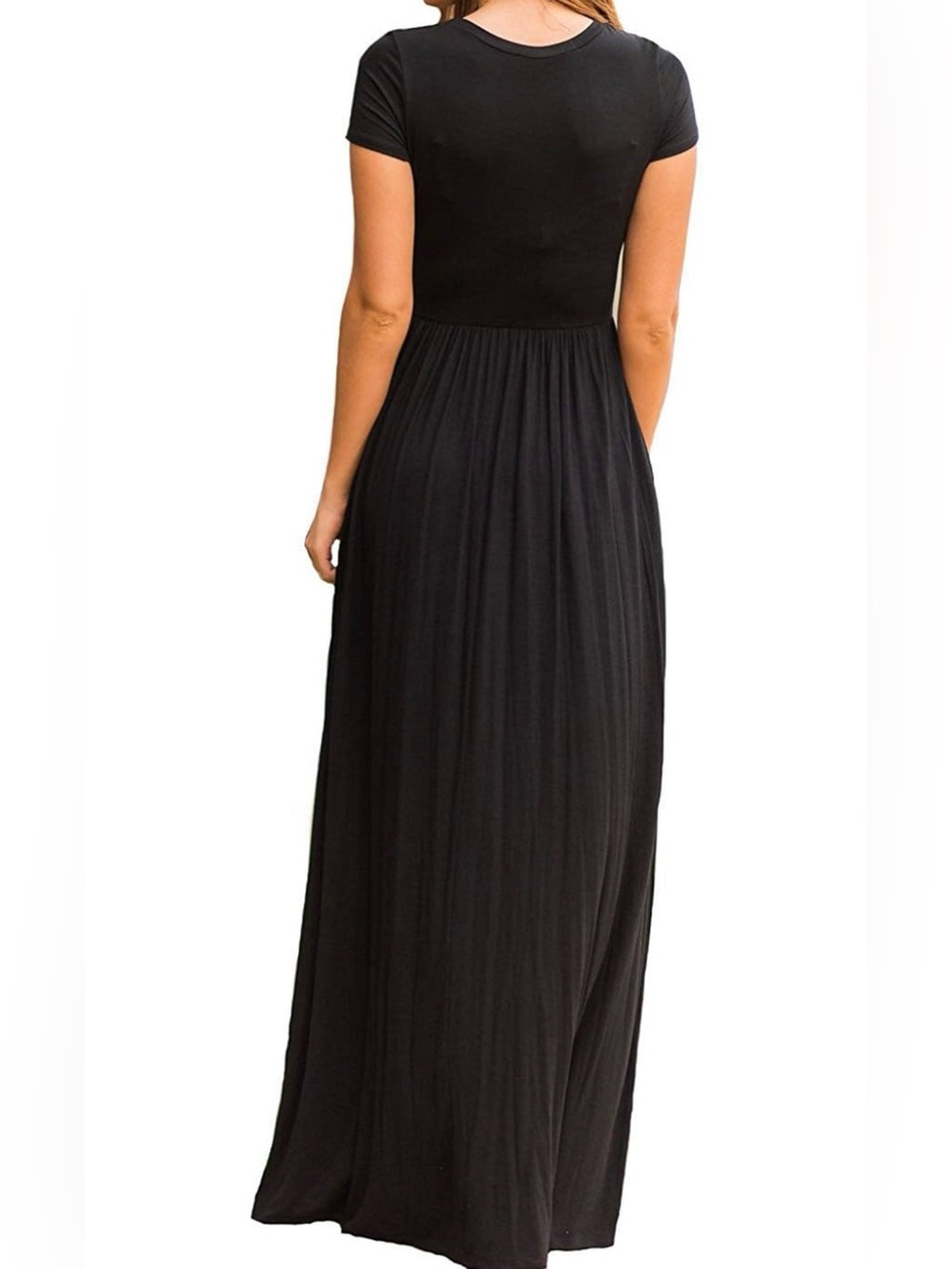 DEARCASE Black Maxi Dress | Short Sleeve | Pockets | Size Medium - Picture 3 of 3